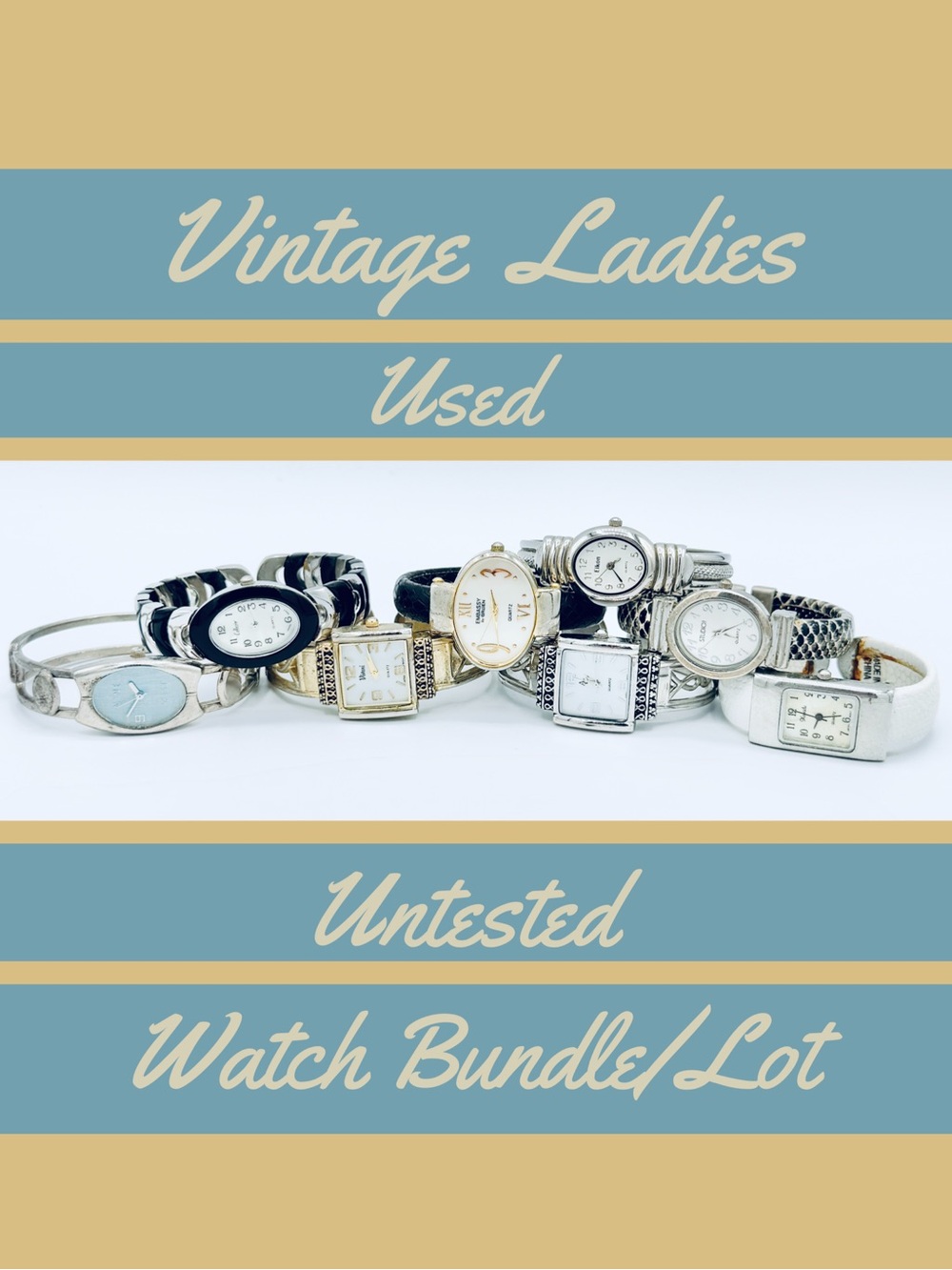 8 Untested Ladies Various Cuff Bracelet Watches